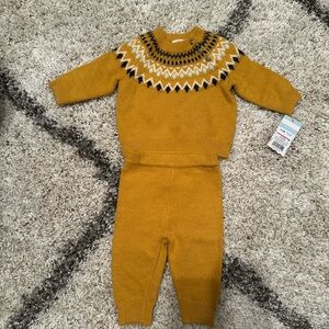 NWT Cat & Jack Baby Boy Girls Size 0-3M Fair Isle Top & Bottom Set Yellow